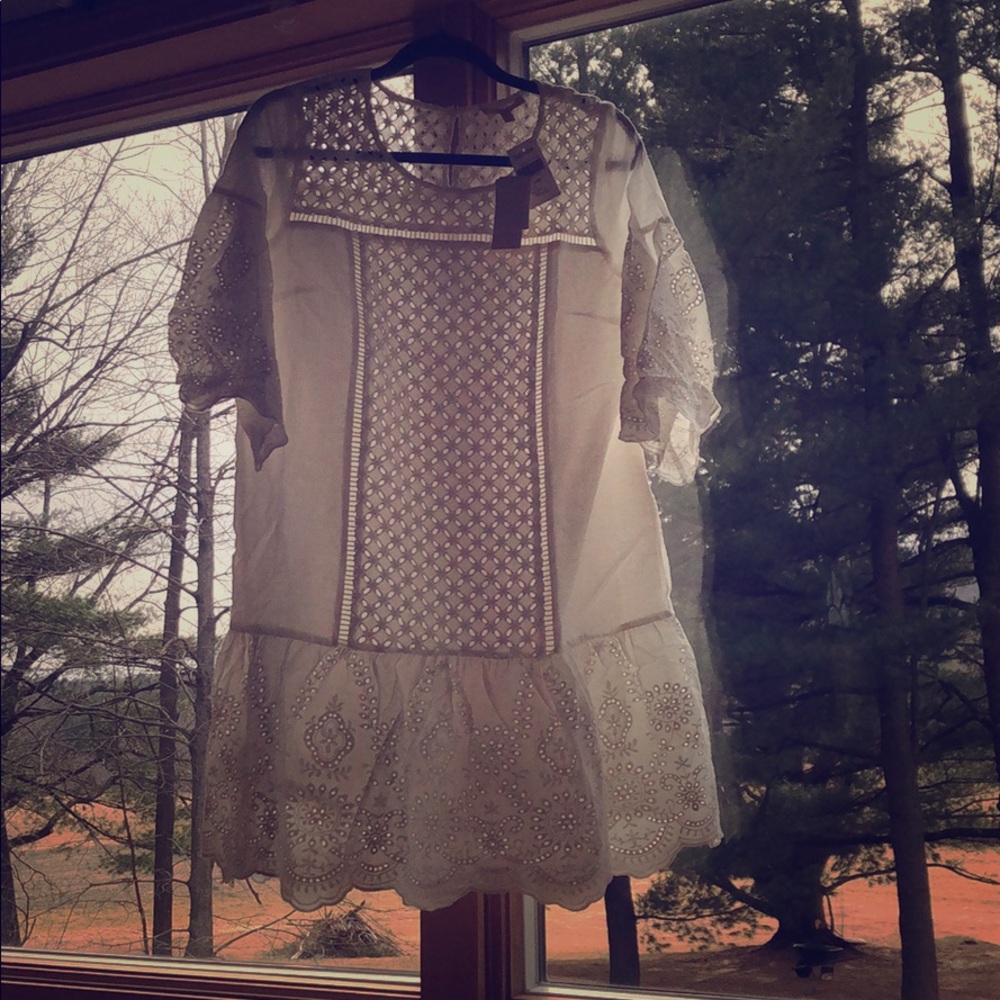 Böhme eyelet lace peplum dress